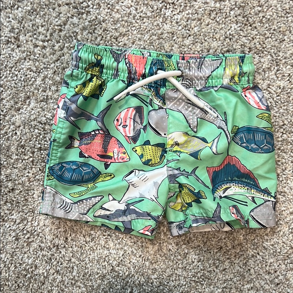 Carter's Green Tropical Swim Trunks Elastic Waistband Lightweight